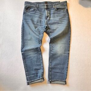 Boss Slim Straight Jeans in Faded Blue